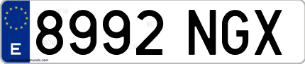 Ejemplo de matrícula de coche ordinaria 8992 NGX