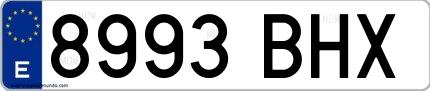 Ejemplo de matrícula española 8993 BHX
