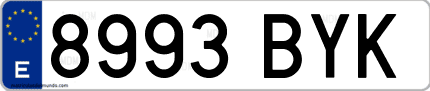 Ejemplo de matrícula de coche ordinaria 8993 BYK