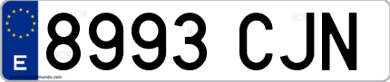 Ejemplo de matrícula de coche ordinaria 8993 CJN