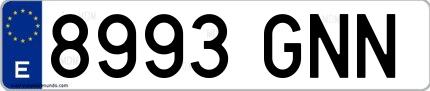 Ejemplo de matrícula española 8993 GNN