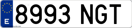 Ejemplo de matrícula de coche ordinaria 8993 NGT