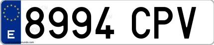 Ejemplo de matrícula española 8994 CPV