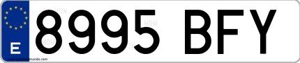 Ejemplo de matrícula española 8995 BFY