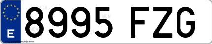 Ejemplo de matrícula española 8995 FZG