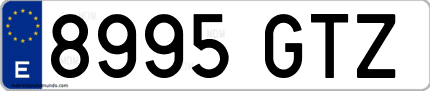 Ejemplo de matrícula de coche ordinaria 8995 GTZ