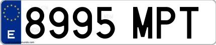 Ejemplo de matrícula española 8995 MPT