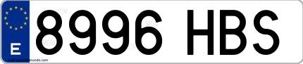 Ejemplo de matrícula española 8996 HBS