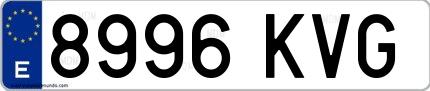 Ejemplo de matrícula española 8996 KVG