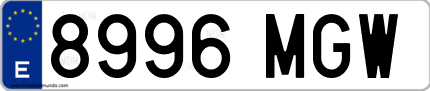 Ejemplo de matrícula de coche ordinaria 8996 MGW