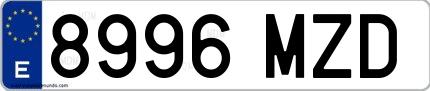 Ejemplo de matrícula española 8996 MZD