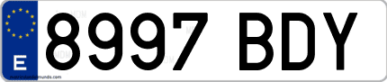 Ejemplo de matrícula de coche ordinaria 8997 BDY
