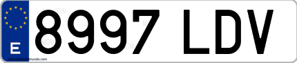 Ejemplo de matrícula de coche ordinaria 8997 LDV