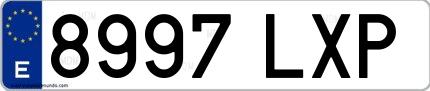 Ejemplo de matrícula española 8997 LXP