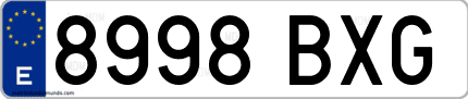 Ejemplo de matrícula de coche ordinaria 8998 BXG