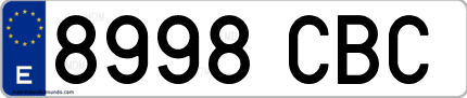 Ejemplo de matrícula de coche ordinaria 8998 CBC