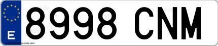 Ejemplo de matrícula española 8998 CNM