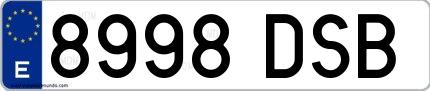 Ejemplo de matrícula española 8998 DSB
