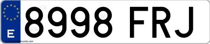 Ejemplo de matrícula española 8998 FRJ