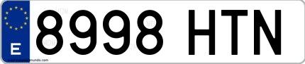 Ejemplo de matrícula española 8998 HTN