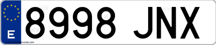 Ejemplo de matrícula de coche ordinaria 8998 JNX