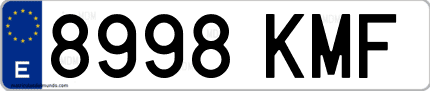 Ejemplo de matrícula de coche ordinaria 8998 KMF