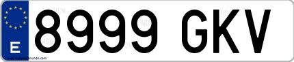 Ejemplo de matrícula española 8999 GKV