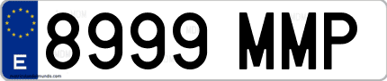 Ejemplo de matrícula de coche ordinaria 8999 MMP