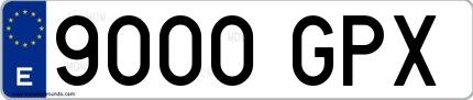 Ejemplo de matrícula española 9000 GPX