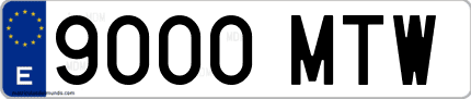 Ejemplo de matrícula de coche ordinaria 9000 MTW