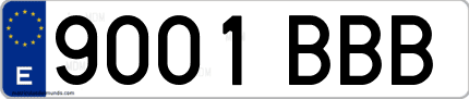 Ejemplo de matrícula de coche ordinaria 9001 BBB
