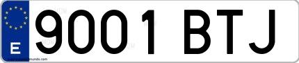 Ejemplo de matrícula española 9001 BTJ