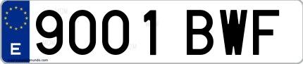 Ejemplo de matrícula española 9001 BWF