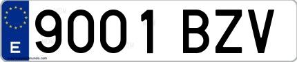 Ejemplo de matrícula española 9001 BZV