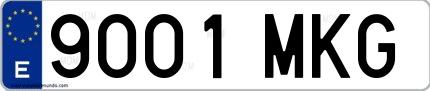 Ejemplo de matrícula española 9001 MKG