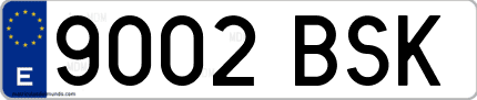 Ejemplo de matrícula de coche ordinaria 9002 BSK