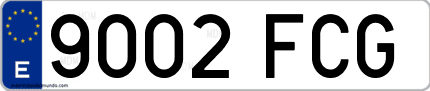 Ejemplo de matrícula de coche ordinaria 9002 FCG