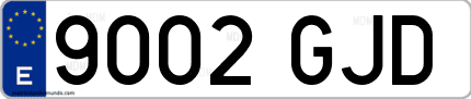 Ejemplo de matrícula de coche ordinaria 9002 GJD