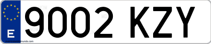 Ejemplo de matrícula de coche ordinaria 9002 KZY
