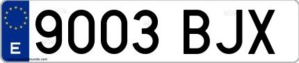 Ejemplo de matrícula española 9003 BJX