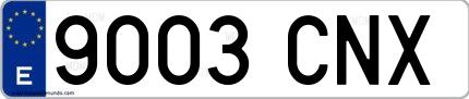 Ejemplo de matrícula española 9003 CNX