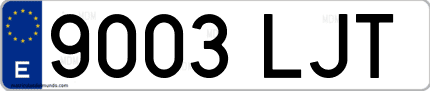 Ejemplo de matrícula de coche ordinaria 9003 LJT