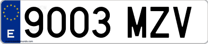 Ejemplo de matrícula de coche ordinaria 9003 MZV
