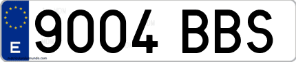 Ejemplo de matrícula de coche ordinaria 9004 BBS