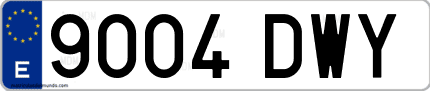 Ejemplo de matrícula de coche ordinaria 9004 DWY