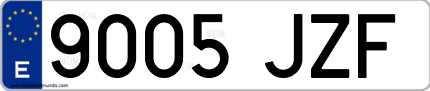 Ejemplo de matrícula de coche ordinaria 9005 JZF
