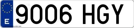 Ejemplo de matrícula española 9006 HGY