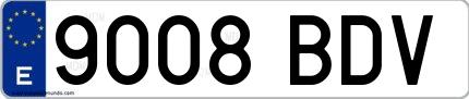 Ejemplo de matrícula española 9008 BDV