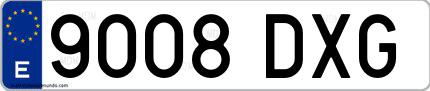Ejemplo de matrícula española 9008 DXG
