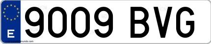 Ejemplo de matrícula española 9009 BVG